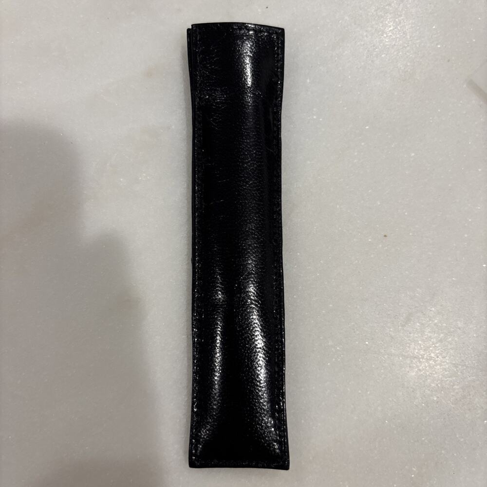 Vintage Shinny Black Leather Single Pen Holder Fountain Pen Pencil Case Sleeve